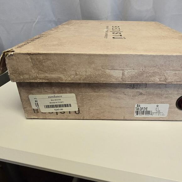 Bed|Stu Bia Tan Dip Dye Leather Ankle Boot Western Boho Festival Size 9 - Picture 11 of 12